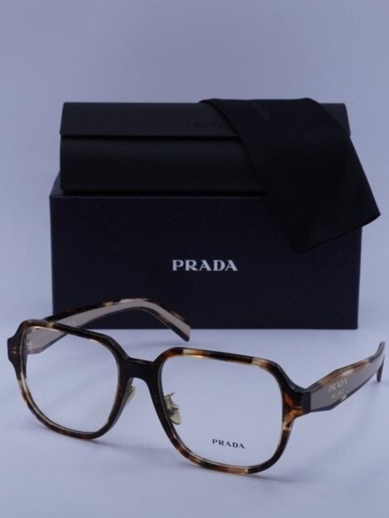 Prada Prb07vd 07r1o1 Square Eyeglasses - Havana Caramel 56mm